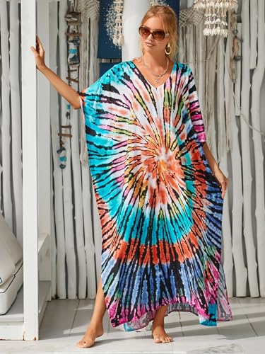 Image of Kaftan Dresses for Women Plus Size Bathing Suit Cover up Caftan Maxi Beach Dresses