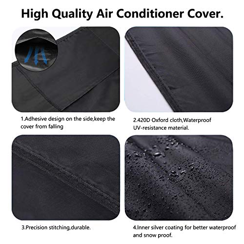 Aozzy Central Air Conditioner Covers for Outside Units Heavy Duty Ac Cover for Outdoor Unit Square Winter Withstand The Rain and Snow, Or Nuts Fit Up to 24x24x22 inchs - Thumbnail 4