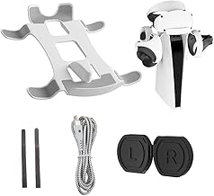 Suporte de fone de ouvido TwiHill VR para controladores, capa de lente para PSVR 2, instalado no console PS5, cabo de carregamento 2 em 1 com luz indicadora para controladores, acessórios multifuncionais para Playstation VR2
