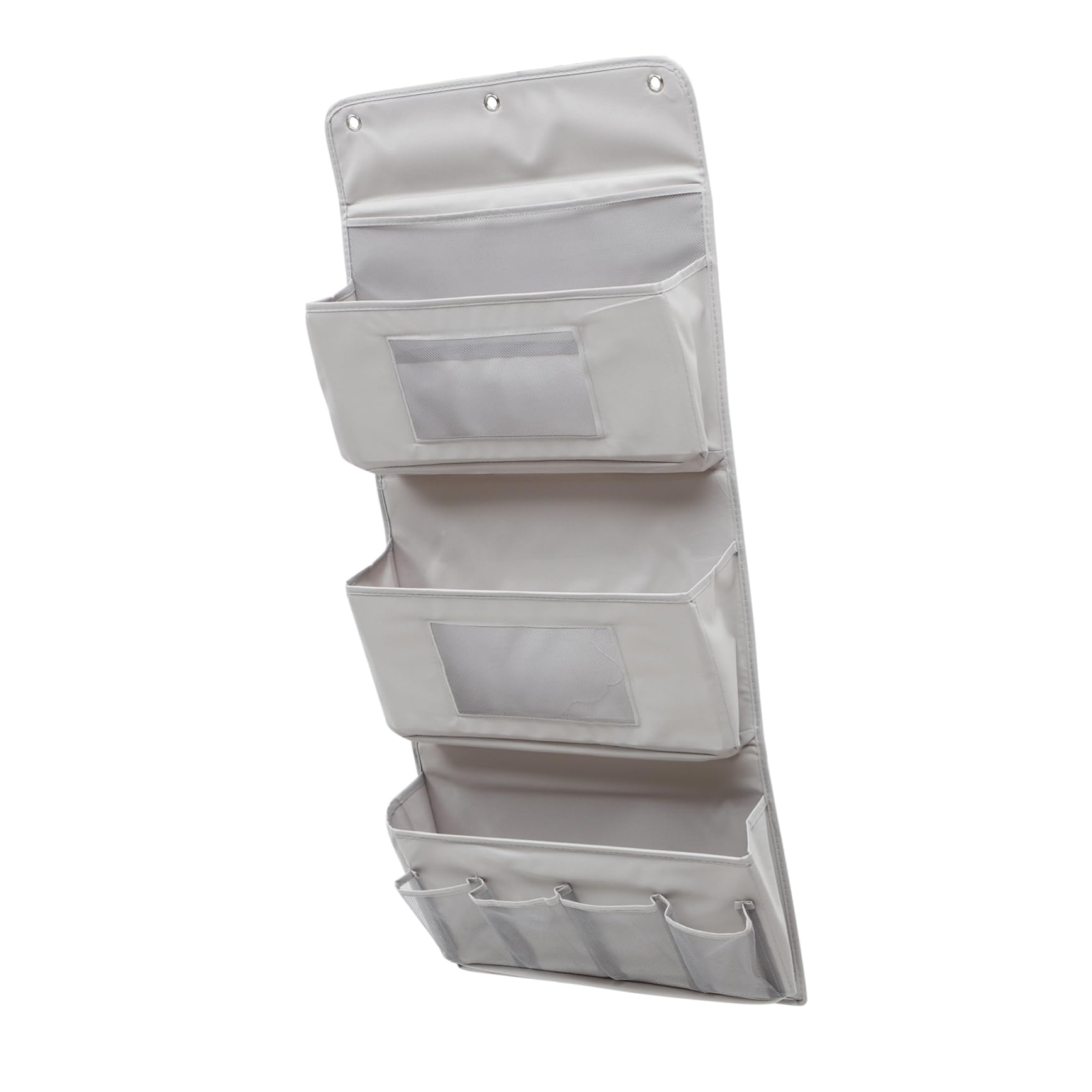 Mikikit Bolsa de Almacenamiento Colgante de 3 Capas Gris, Organizador de Pared de Tela, Resistente y Multifuncional, para Armario y Puerta, Adecuado para Dormitorio y Baño, Set Único