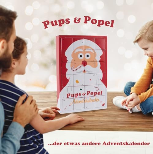 Pups & Popel Spaß-Adventskalender mit witzigen, weihnachtlichen Süßigkeiten wie Rentierpupse | von Liebeskummerpillen