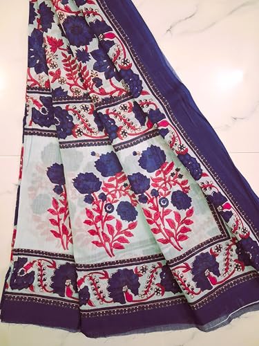 Image of VEENA HANDICRAFT Pure Cotton Jaipuri Sanganeri Print Salwar Suit With Dupatta set