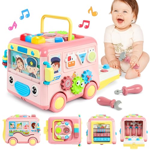 Image of BAOLI Baby Montessori Toys for 1 2 Year Old Girl, 6-in-1 Educational Activity Cube for Toddlers 1-3, Music Learning Sensory Toys, Travel Toys for 6-12, 12-18 Month, Birthday