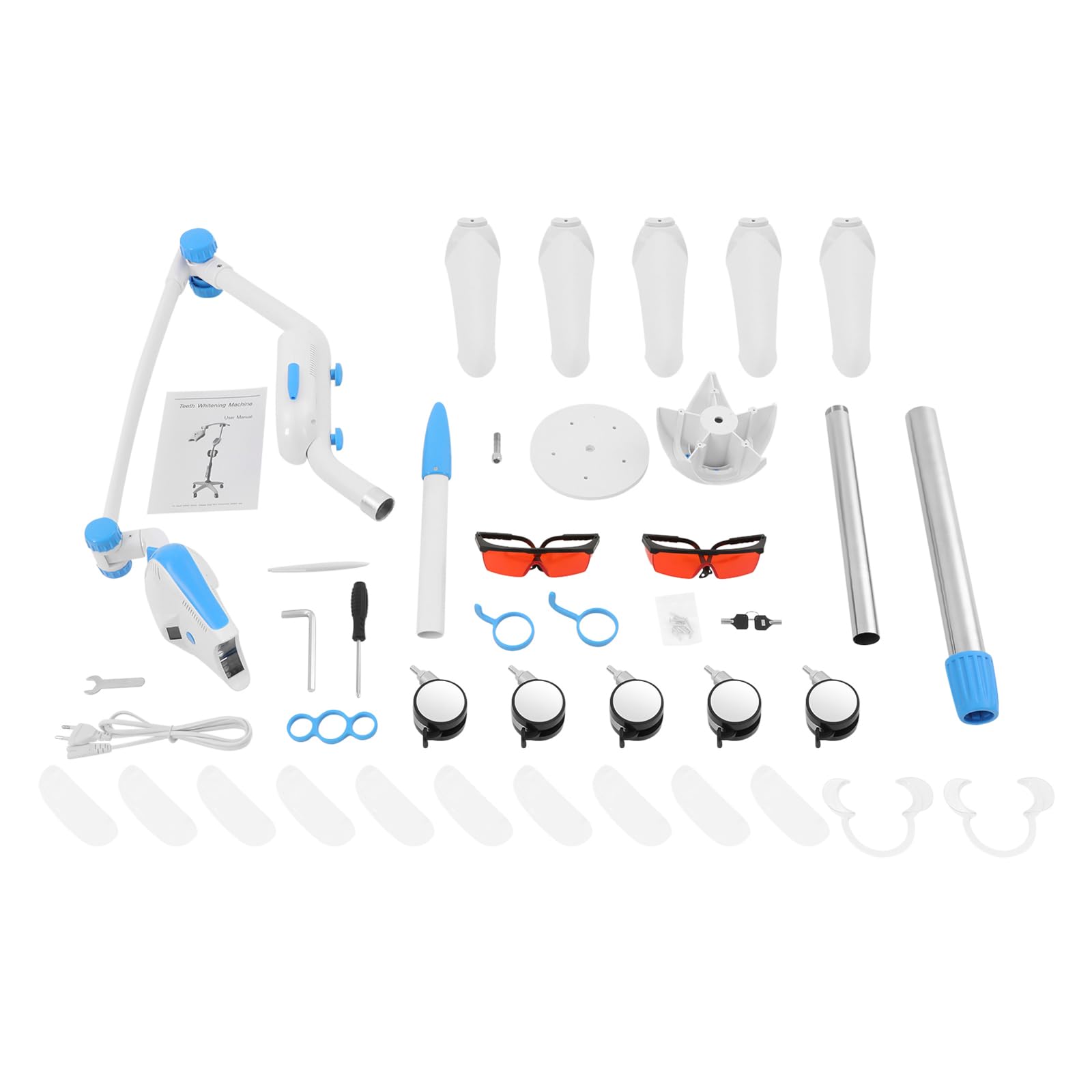 Dental - Lampada sbiancante a LED con touchscreen e 3 colori di luce, treppiede regolabile in altezza, per sbiancamento dei denti, per studio dentistico, 40 W, colore: Bianco