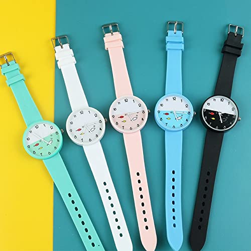 Reloj de niña Relojes de Pescado de Goma Blanda Reloj de Pulsera de Cuarzo de Moda para niña Reloj de Mujer Horas Femeninas Relojes para niñas (Color : Black xy)