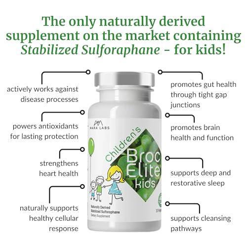 BrocElite Mara Labs Kids | Broccoli Supplement w/Naturally Stabilized Sulforaphane Extract for Children | No Glyphosate Residue | 30 Vegan Capsules — view 4
