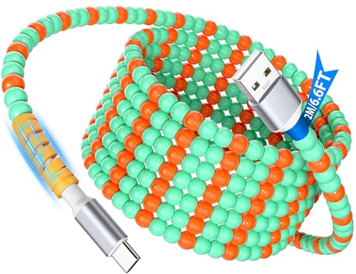 2 Pack USB C Cable Beaded 6.6FT,USB A to Type C Fast Charging Cable,USB-C Charger Cord for CarPlay,25W 20W 18W 15W Quick Charge for Moto G Play 2024 for Samsung S25 Edge S24 FE S23 for iPad A16 10 image 5