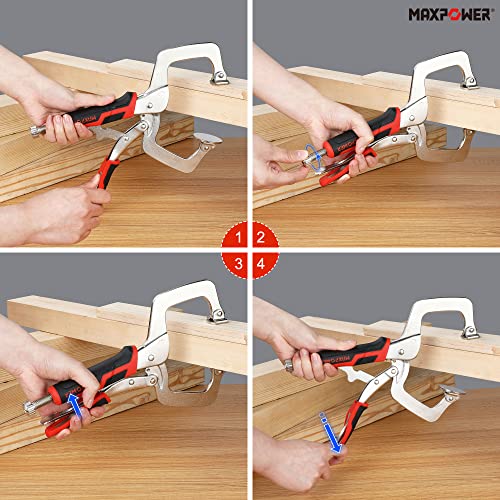 Image of MAXPOWER 11-Inch Locking C Clamp Set, 2 Pack Metal Face Clamp with Large Flat Swivel Pads, Adjustable Heavy Duty C Clamps Locking Pliers for Woodworking, Carpentry, Cabinetry, Welding and Repair