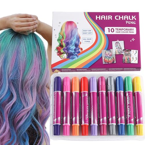 Ranley Tiza para el pelo para niñas, lavable, 10 colores, marcadores temporales, juego de maquillaje lavable, juguete divertido para adolescentes y adultos, cosplay