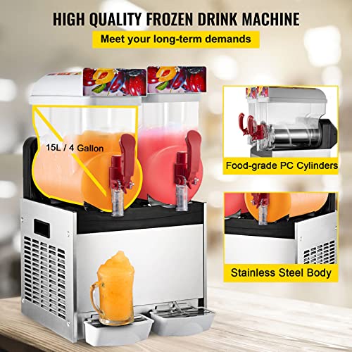 VEVOR Kommerziell Slusheis Maschine, 15 L x 2 Slush Eismaschine, 700 W Slusheis Eismaschine, Slush Maschine -2 ℃ ~ -3… – Bild 4