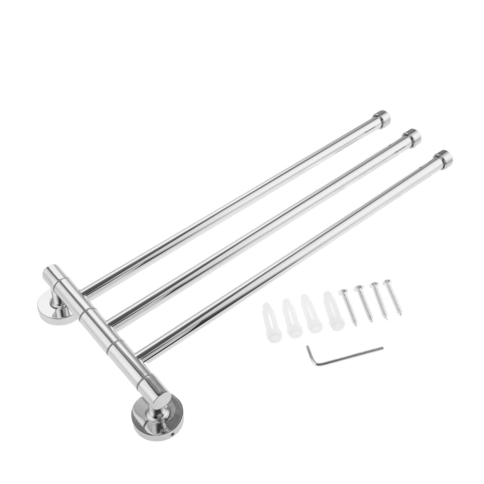 3-arm Swivel Towel Rail Chrome Stainless Steel Wall Mounted Towel Holder