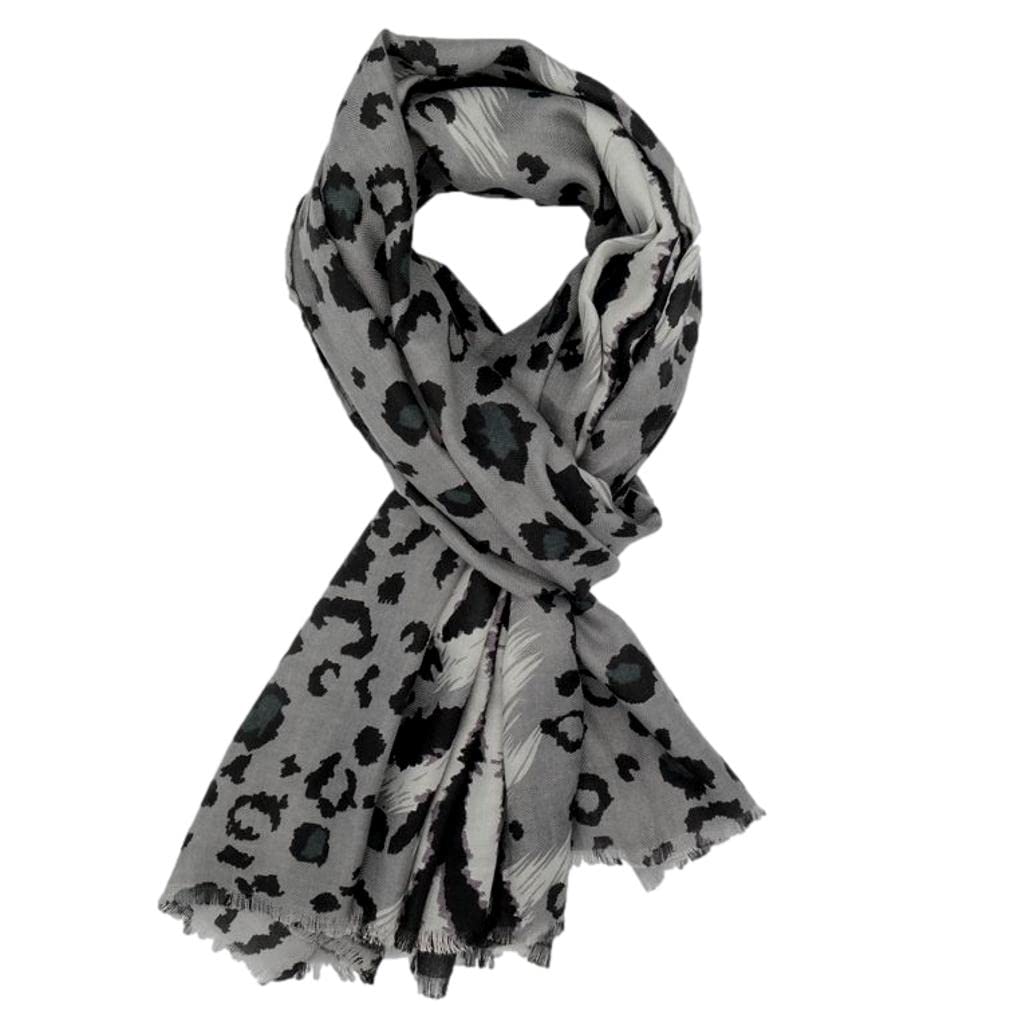 Purple Possum Women's Grey, Black Purple Possum® Leopard Print Scarf Grey Black Zebra Stripes Animal Print Wrap Large Shawl