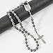 Nazareth Store Saint Michael Rosary Black 10mm Hematite Beads Prayer Necklace Metal Mystery Beaded Men Rosary with Silver Crucifix