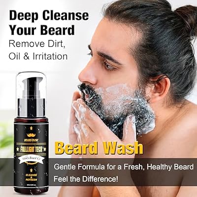Beard Kit for Men Grooming & Care W/3 Pack Beard Oil, Wash, Balm, Comb, Brush, Scissors,Anniversary Valentines Birthday Fathers Gifts Idea for Husband Him Boyfriend Dad Men Christmas Stocking Stuffers