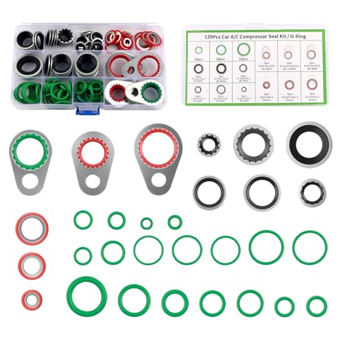139PCS Automotive O Ring Assortment Kit,30 Size Car AC O Ring Kit with Rubber O-Rings and Metal Gaskets,Universal AC O-Ring Kits as Sealing Accessories for ACS Systems