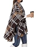 poncho braun fransen 【 Winterschal Tartan】Strick ponchos & capes für damen winter Dieser Schal aus 100% Polyester ist sehr weich und angenehm zu tragen, kein Kratzen. Perfekt für Frühling, Herbst und Winter.Das Tragen dieses Schals im kalten Herbst-Winter wäre gut. Es kann über dem Mantel, dem Pullover oder der Kleidung getragen werden. Einfach zu Jeans, Leggings, Rock, Stiefeln usw. Langzeitgebrauch und langlebig, warm und einfach zu tragen.