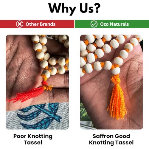 Image of Mathura Original Tulsi Japa Mala (108 Beads) | Handmade 16 inch Tulsi Kanthi Mala for Pooja & Wearing (7 mm Bead Size)