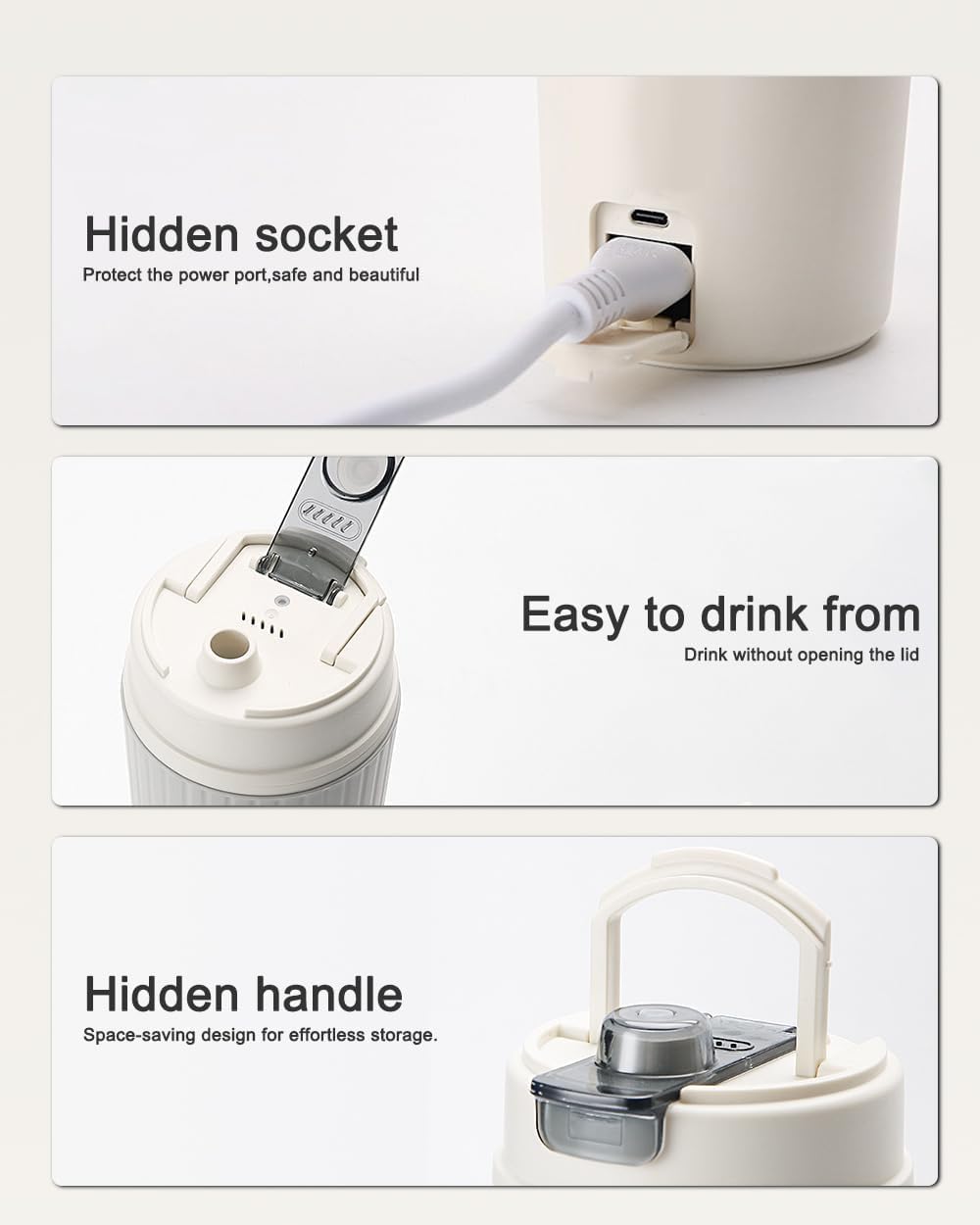 Travel Electric Kettle with Dual interface heating plug and USB C port, 316 Stainless Steel, 650ml Portable Tea Coffee Kettle Water Boiler, 6 Temperature Settings, Electric Water Cup Heater Boil