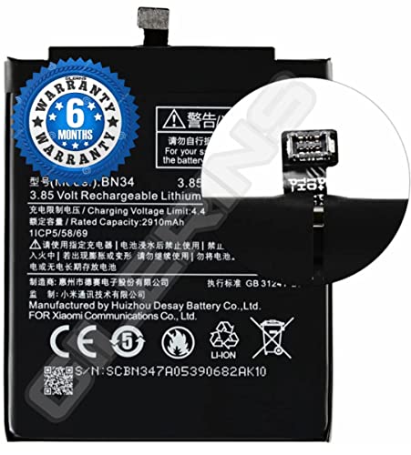 Image of THE BATTERY STORE OriginaI Battery BN34 for Redmi 5a / Mi 5a Battery with 6 Month Warranty and high Capacity Battery Backup.Carefully Check Your Phone Model and Purchase(for MI BN34)