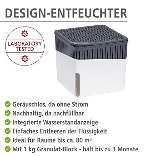 WENKO Raumentfeuchter Cube, Luftentfeuchter reduziert Schimmel & Gerüche, Auffangschale mit 1 kg Granulatblock… – Bild 3