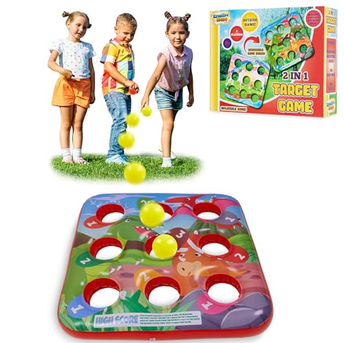 KreativeKraft Ziel-Ball-aufblasbare Kindergeburtstag Spiele, Outdoor Spiele für Kinder Jungen-Mädchen, 3 in Folge Inflatables-Garten-Spielzeug (Zielballspiel)