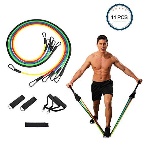KIKIGOAL Fitness Resistance Bands Set, Including 5 Stackable Exercise Bands with Door Anchor, Ankle KIKIGOAL Fitness Resistance Bands Set, Including 5 Stackable Exercise Bands with Door Anchor, Ankle
