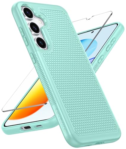 Image of FNTCASE for Samsung Galaxy S25 Case: Dual Layer Heavy Duty Cell Phone Protective Cover Shockproof Rugged with Non-Slip Textured - Military Drop Protection Bumper Tough - 2025, 6.2 inch (Mint Green)