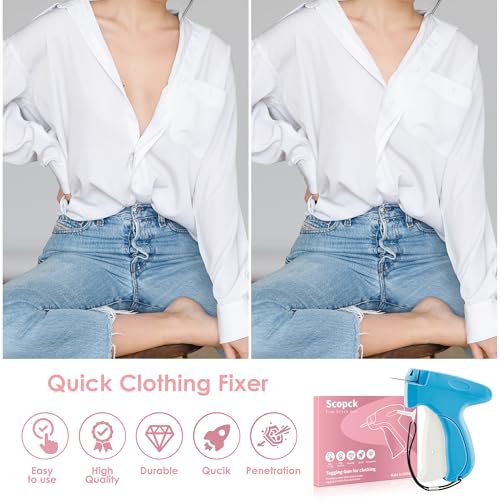 Image of Stitch Gun for Clothes - Handheld Stitch Gun Quick Clothing Fixer - Mini Sewing Kit Micro Tagging Gun - Includes 6 Needle, 1000 Black Fasteners & 1003 White Fasteners