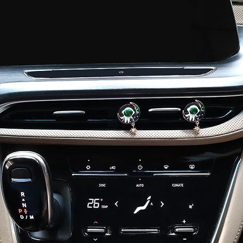 Image of ORIESSE Astronaut Air Vent Clips Car Air Fresheners 2pcs Spaceman Moon Stars Car Decor Anime Car Accessories for Teens Bling Green Car Vent Clips Refillable Car Diffuser