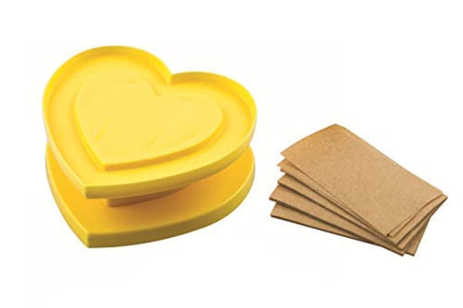 Silikomart | Kit for You, Heart-Shaped Cookie Cutter + 80 Sheets of Paper, Yellow Color, Size 76 x 72 mm, Made in Italy