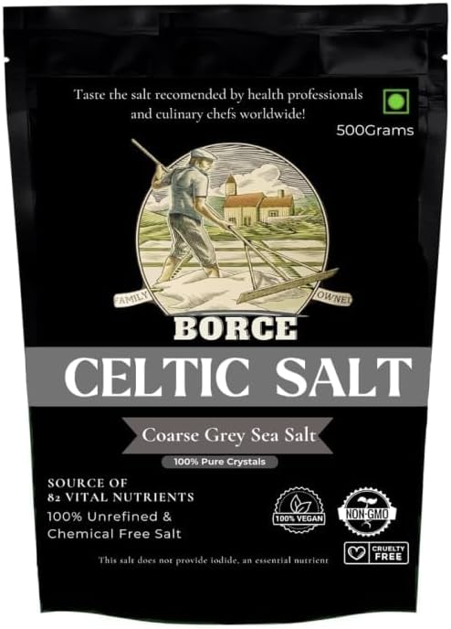 920 GM, Organic Borce Celtic Salt - Natural & Pure Unrefined Gourmet Salt from Deep Sea, Rich in 82 Mineral Coarse, Ideal for Cooking, Seasoning, & Health Benefits