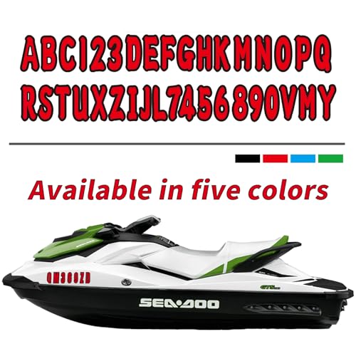 Image of 4 Sets 3 inch Marine Alpha-Numeric Registration Numbers and Letters Sticker Decal Kits for Boats & Personal Watercraft Red (Pack of 3)