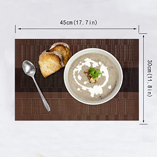 HeloHo-Brown-Black-Placemats-Set-of-4-Washable-Place-Mats-Vinyl-Woven-Table-Mats-Wipeable-Placemat-for-Kitchen-Dining-Table-Decoration-Indoor-Outdoor HeloHo Brown Black Placemats Set of 4 Washable Place Mats Vinyl Woven Table Mats Wipeable Placemat for Kitchen Dining Table Decoration Indoor Outdoor