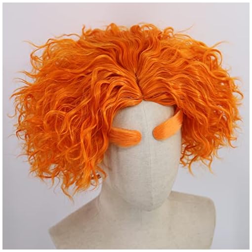 Cfalaicos Adult Orange Wig and Eyebrows - Image 3