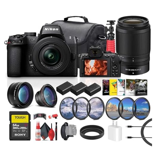 Nikon Z50 II Compact Mirrorless Camera with Nikon NIKKOR Z DX 16-50mm VR Lens (1786) + 64GB Memory Card + 2 x EN-EL25 + Photography Software + Camera Bag + Lens Filter Kit + More