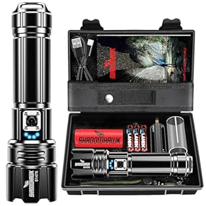 Flashlight 2000 High Lumens Rechargeable – 30W Super Bright LED Flash Light | 5000ft Beam & 12H Long Lasting USB C High Powered Handheld Police Flashlight for Home, Camping, Hiking, Emergency