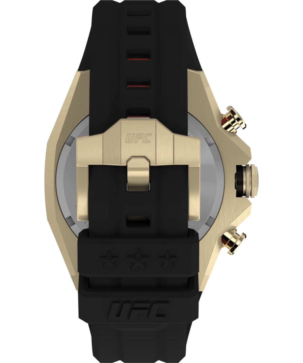 Timex Reloj Hombre UFC Pro Men's Silicone Caja de Acero Dorado Movimiento de Cuarzo Esfera Negro Correa Silicona Negro con Cierre Hebilla Normal 10 ATM