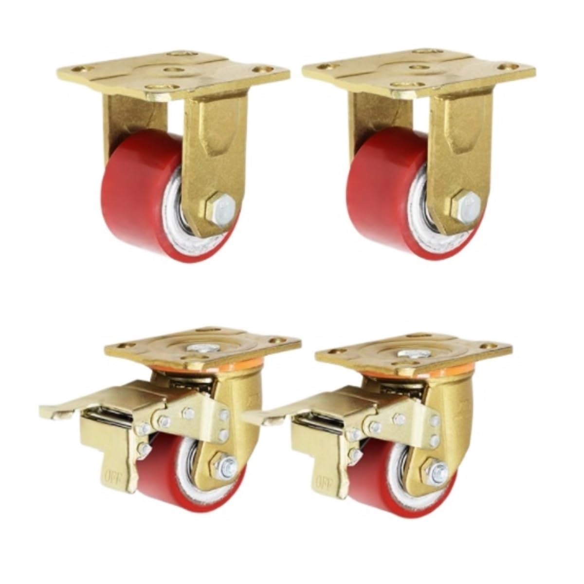 Rueda Giratoria Ruedas Giratorias De Poliuretano Alta Resistencia con Freno, Industriales For Muebles, 4 Piezas Ferretería Muebles