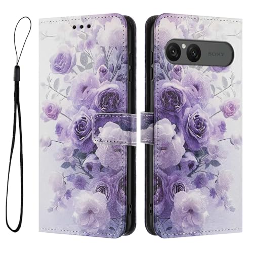 JIAFEI Coque pour Sony Xperia 10 VII, Housse Premium en Cuir PU pour Etui Portefeuille Beau Motif, [Cordon/Ranges Cartes/Magnetique/Stand] Filles Femmes, Rose...
