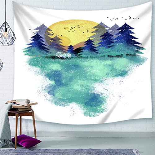 EHOMERY Wandteppich Nordisch Wanddecker Bunt Tintenwald Wandteppich Für Männer Lang Wandbehang Deko Wandschmuck Groß Schlafzimmer Wohnzimmer...