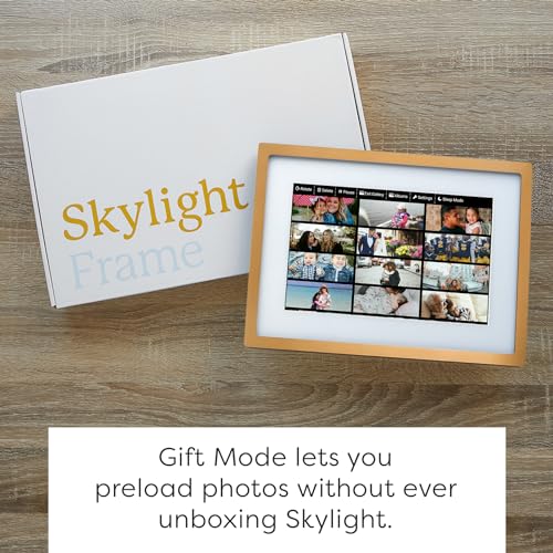 Image of Skylight Digital Picture Frame - WiFi Enabled with Load from Phone Capability, Touch Screen Digital Photo Frame Display - Customizable Gift for Friends and Family - 10 Inch Gold