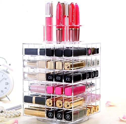 HQdeal Clear Acrylic Spinning Lipstick Lipgloss Nailpolish Eyeliner Holder Case Makeup organizer - //coolthings.us