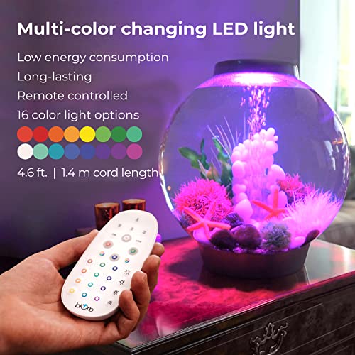 Image of biOrb Classic 30 Acrylic 8-Gallon Aquarium with Multi-Color Remote-Controlled LED Lights Modern Tank for Tabletop Display, Black