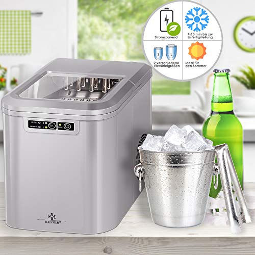 KESSER® Eiswürfelbereiter | Eiswürfelmaschine Edelstahl | Ice Maker | 12 in 24h | Zubereitung in 7 min | 2,2 Liter Wassertank | 2 Eiswürfel-Größen | LED-Display | Selbstreinigungsfunktion mit Zubehör – Bild 3