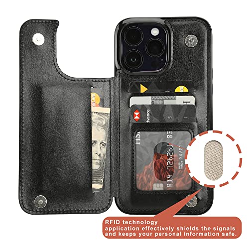 Image of uCOLOR Compatible with iPhone 13 Pro Max 6.7 inch Wallet Case with Card Holder Slot Folio Flip PU Leather Kickstand Double Magnetic Clasp and RFID Blocking Design Cover 13PM 6.7 Inch (Black Leopard)