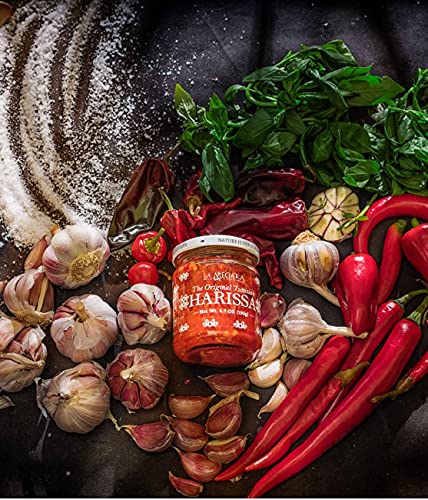 La Megara The Original Tunisian Harissa, Glass Jar 6.7 Oz, Handcrafted Chili Paste, Fresh Red Hot Pepper Seasoning, Delicious In Soups, Sauce & Marinades #TOP3