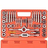 SAE Tap and Die Set Standard | #4, 6, 8, 10, 12, 1/4, 5/16, 3/8, 7/16, 1/2' Tap Set and Die Set |...