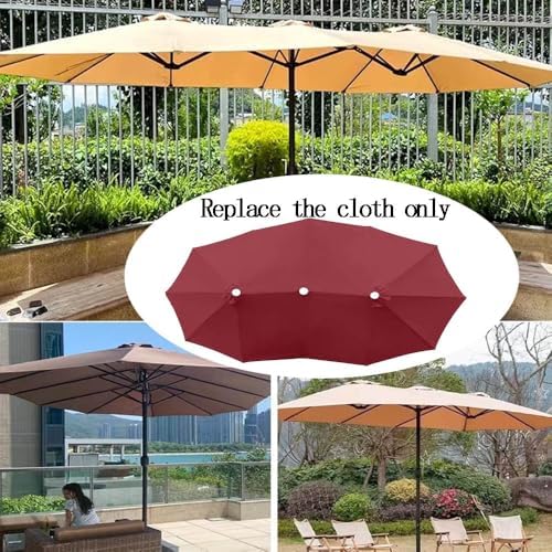 15ft Double Sided Patio Umbrella Canopy Replacement - Large Outdoor Rectangle Sun Shade Cover for Garden, Deck, and Pool - Durable Waterproof Fabric