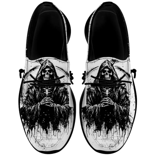 Quorax Women's Men's Skull Shoes Slip-on Loafers Causal Shoes Gifts for Men Women