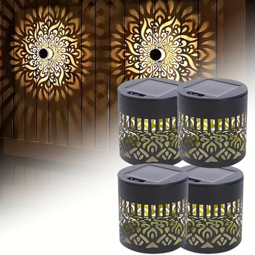 Lampes solaires mandala de jardin lot de 4 balises étanches de décoration extérieure